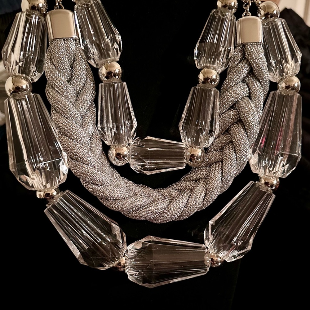 Elegant Silver and Clear Statement Necklace